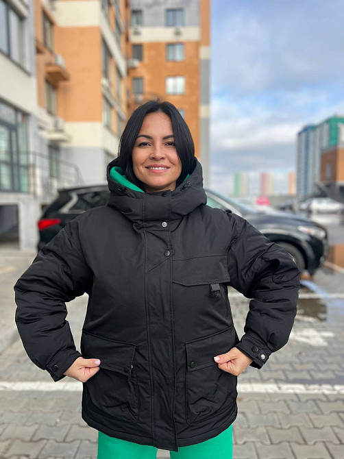 Куртка жіноча Snow Passion 6617 парка з капюшоном та кишенями оверсайз чорна, чорний, 42 Одеса - фото 8