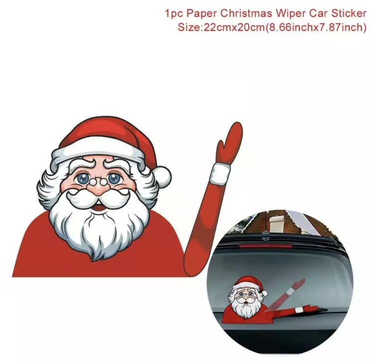 Новогодняя виниловая наклейка на автомобиль 