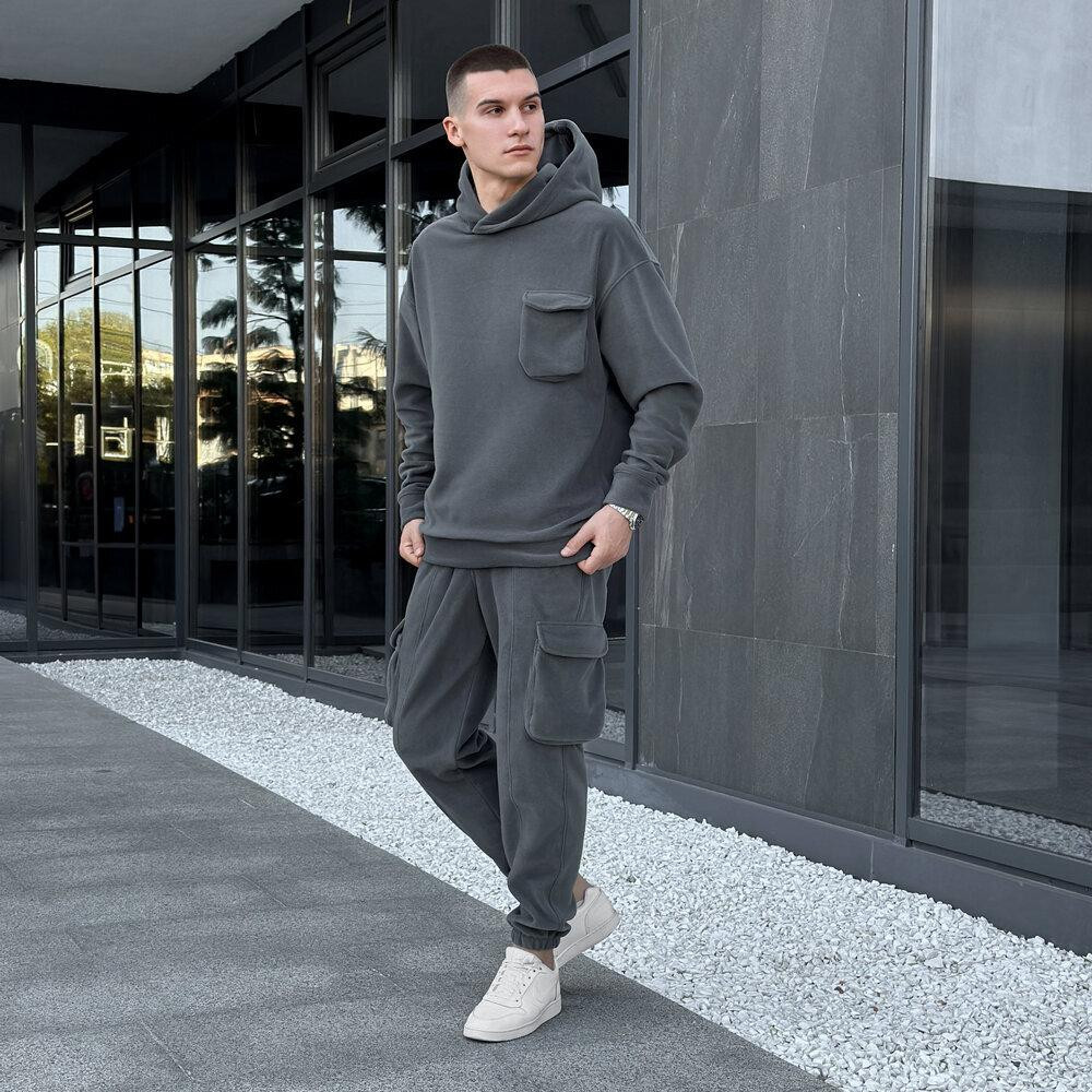 Темно-сірий спортивний костюм осінь зима Pobedov Winter. Теплий зимовий чоловічий спортивний костюм Київ - фото 1