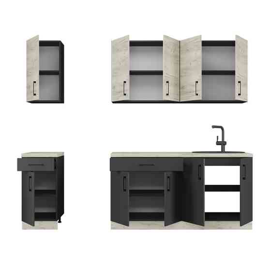 Кухня модульна Еверест Оптіма набір №3 Дуб крафт білий+Антрацит 2,6 м (без стільниці) (DTM-5699) Львів