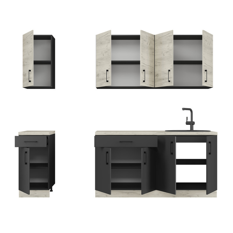 Кухня модульна Эверест Оптима набор №3 Дуб крафт белый+Антрацит 2,6 м (без столешницы) (DTM-5699) Львов - изображение 3