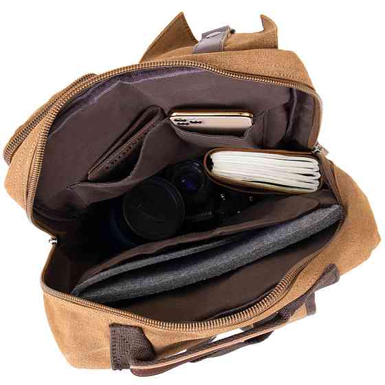 Рюкзак текстильный дорожный унисекс Vintage 20619 Коричневый Киев