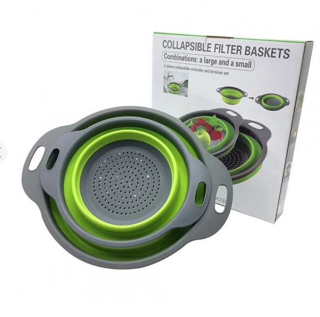 Силіконовий складний друшляк COLLAPSIBLE FILTER BASKETS з ручками, зручний для кухні та зберігання Одеса - фото 8