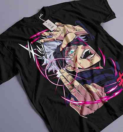 Футболка для хлопчика з аніме принтом Магічна битва оверсайз (зріст від 165 до 180) Чорний AnimeJ0796m Дніпро