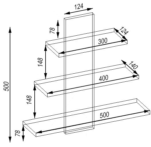 Полка навесная П-1, Дуб Сонома Трюфель, 500/140/500 Львов - изображение 3