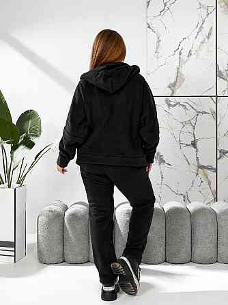 Жіночий теплий костюм-двійка: кофта та штани батал двосторонній фліс Полар Чорний, 50/52 Одеса