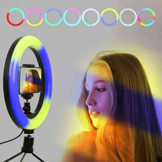 Светильник для селфи с эффектом заката RGB LED RING MJ26, Кольцевая лампа для блогеров GB-61 Львов