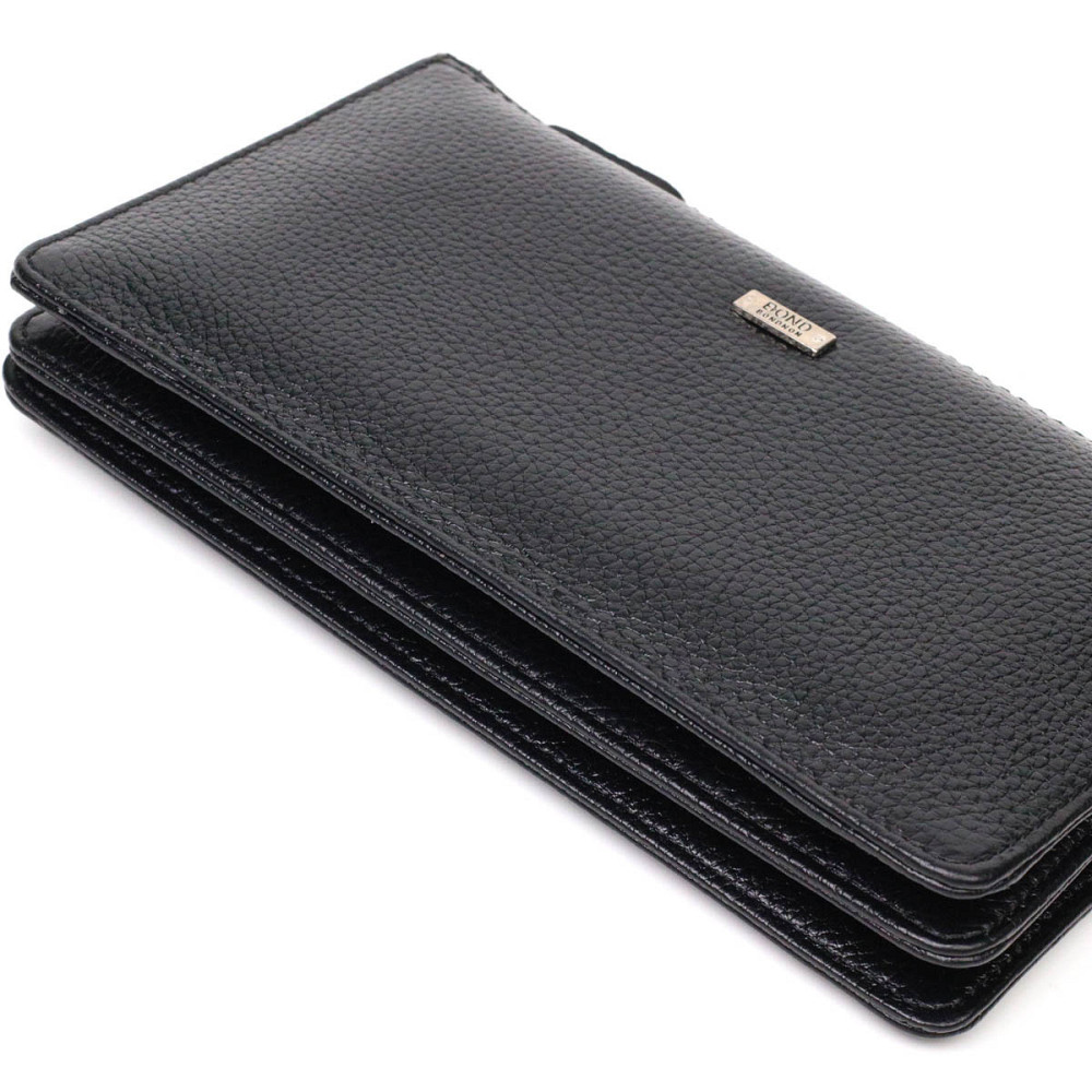 Интересный клатч на два отделения из натуральной кожи флотар BOND 22047 Черный Киев - изображение 6