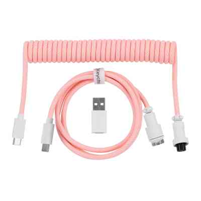 Дата кабель USB-C + USB A to USB-C 1.36m Coiled Aviator pink Keychron (CAB15_KEYCHRON) Винница