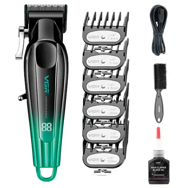Аккумуляторная машинка для стрижки VGR V-662 GREEN, 7000 RPM, 6 насадок, LED дисплей Коломыя - изображение 1