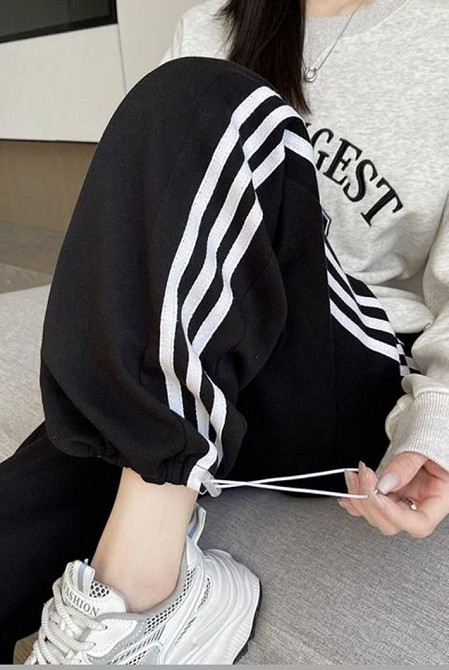 Жіночі повсякденні оверсайз штани з лампасами двонитка Одеса - фото 2