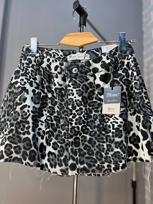 Шорти - спідниця джинс Its Basic 287-38 леопардовий принт складки короткі чорні, чорний, 36 Київ - фото 15
