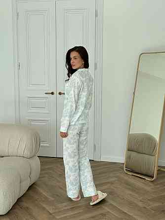 Женский комплект из натуральной ткани Диор синий, Молочный, XL-2XL Харьков