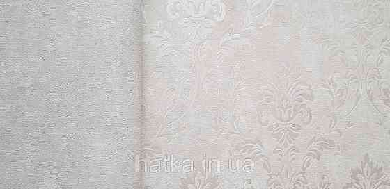Шпалери вінілові на флізеліні Grandeco Universe 5 вензеля завитки сріблясті на пісочному Київ