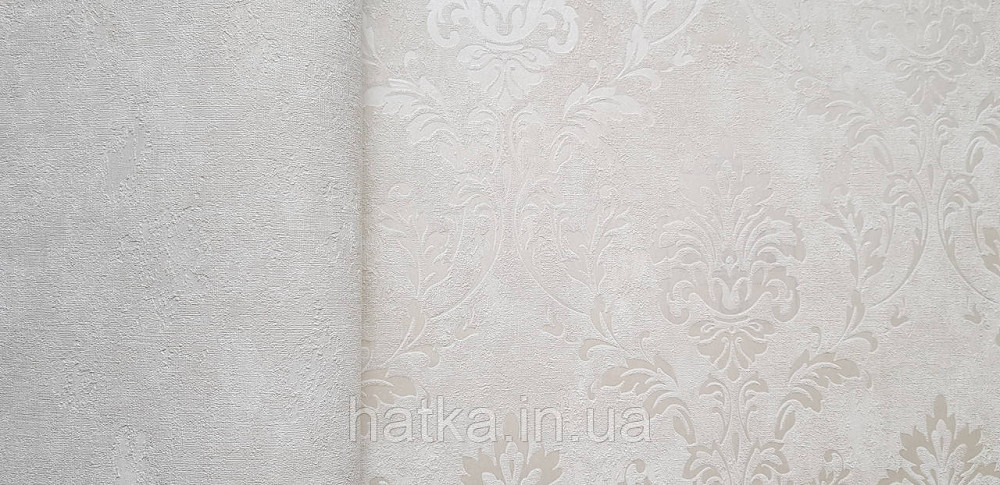 Обои виниловые на флизелине Grandeco Universe 5 вензеля завитки серебристые на песочном Киев - изображение 3