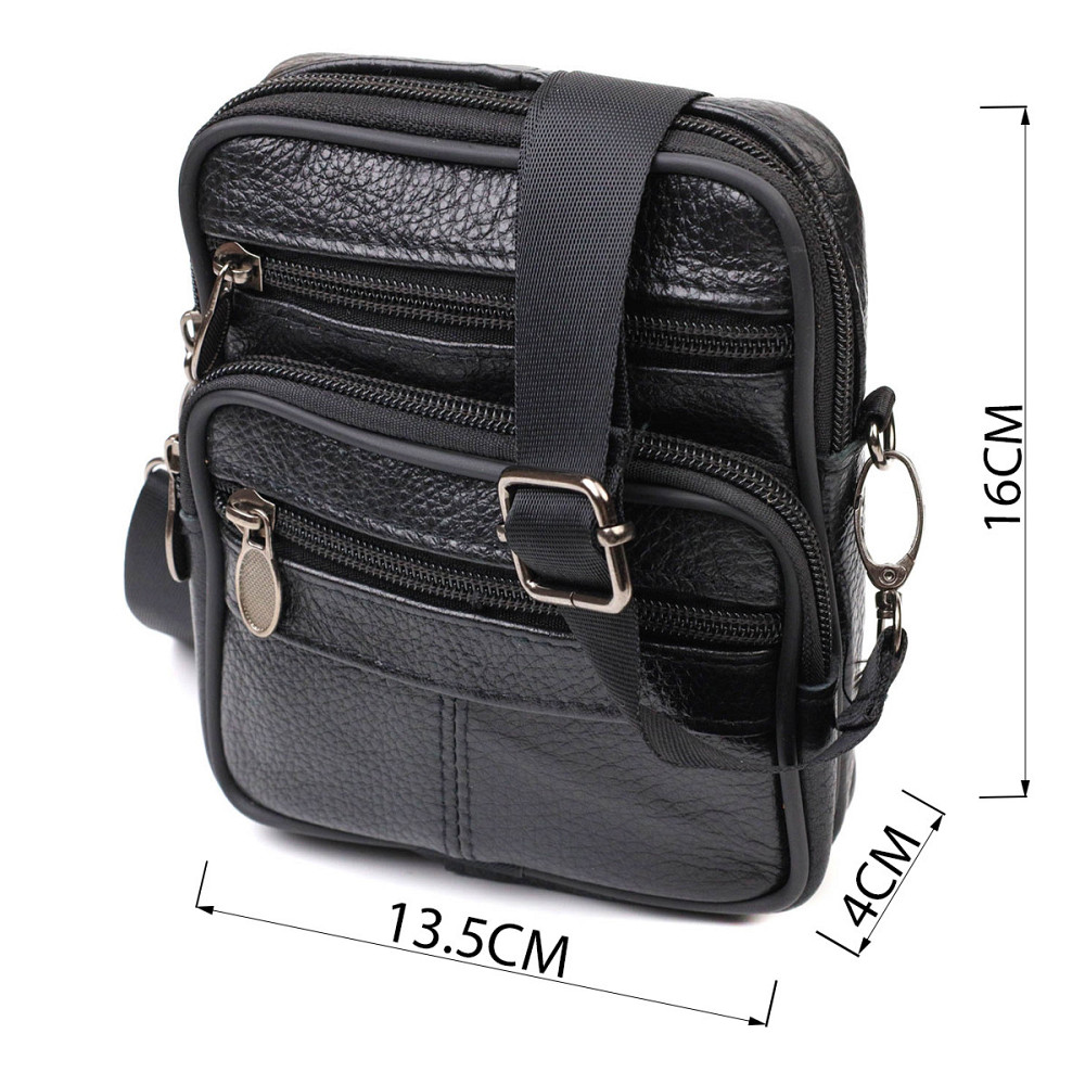 Удобная мужская сумка на пояс из натуральной кожи 21483 Vintage Черная Киев - изображение 8