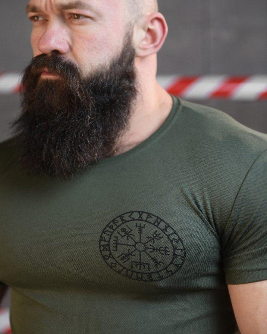 Тактическая потоотводящая футболка SABUR РУНЫ ОЛИВА  ВТ6563 Одесса - изображение 14