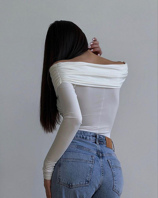 Жіночий романтичний боді з драпіруванням трикотаж масло Молочний Одеса - фото 6