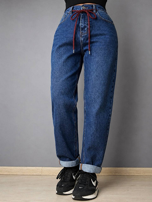 Джинсы женские Vanver 2110 Mom Jeans бананы на резинке большие размеры синие, синий, З8, 38, 105 см, 128 см Киев - изображение 1