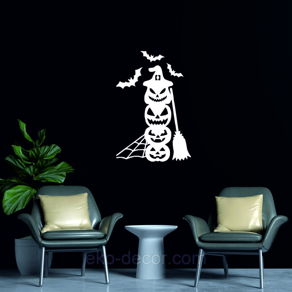 Декоративное настенное Панно «Хэллоуин - тыквы», Декор на стену 50*33 см, Белый Киев - изображение 3