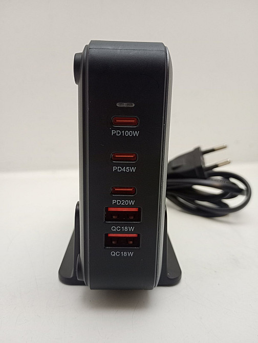 Зарядний пристрій на 5 портів YFY-lIQ32 200W, 1*Type-C PD 100W, 1*Type-C PD 45W, 1*Type-C PD 20W, 2*USB QC3.0 18 W (товар вживаний) Луцьк - фото 2