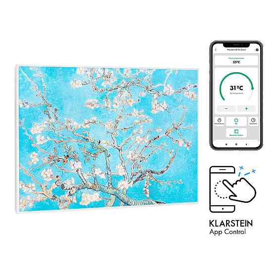 Розумний інфрачервоний нагрівач Wonderwall Air Art 80x60 см, 500 Вт, настінне кріплення, квіти 80 x 60 см / Рівне