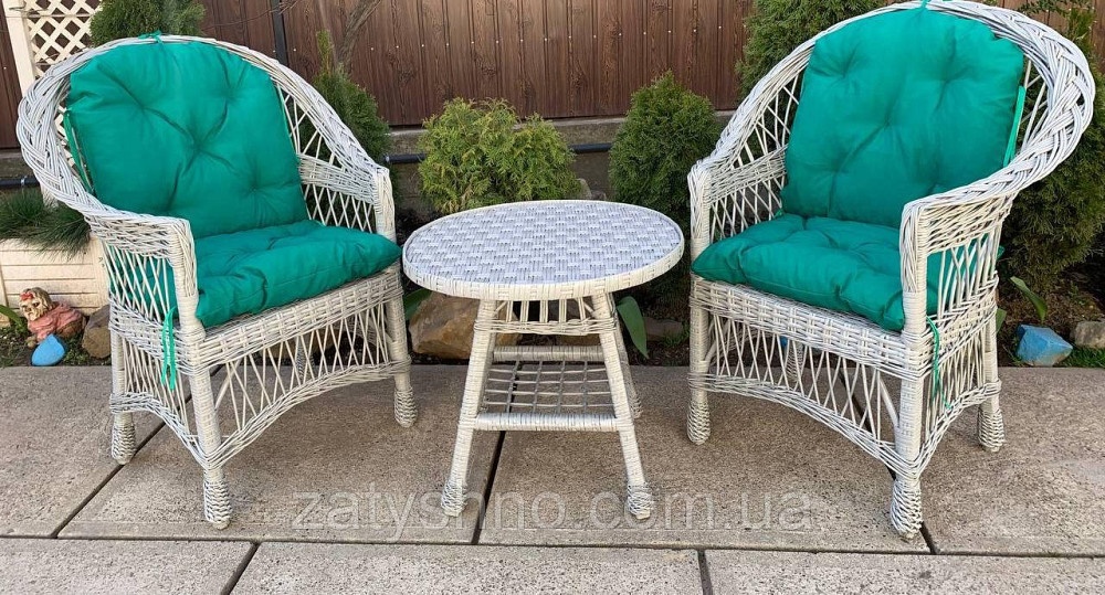 Серая плетеная мебель из лозы с накидками Киев - изображение 1