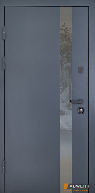 Входная дверь Abwehr Defender Nordi Glass RAL 7021T+Vinorit Белая 860*2050 мм Стильная входная дверь Киев - изображение 1