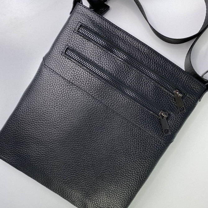 Мужская сумка через плечо из натуральной кожи вместительная планшетка, чернаяMasterSem Киев - изображение 5