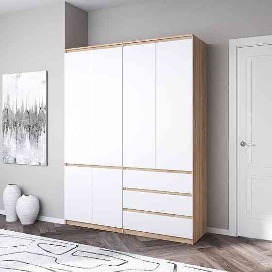 Шафа для одягу VAYS, зі штангою та полицями, комплект з 2 шаф R10+R16 Дуб Сонома-Білий фасад Львів