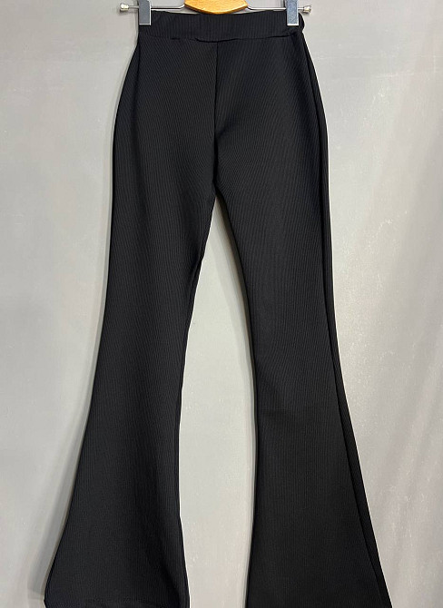 Лосини жіночі Prenses 608 кльош в рубчик з високою талією чорні, чорний, 2XL Київ - фото 1