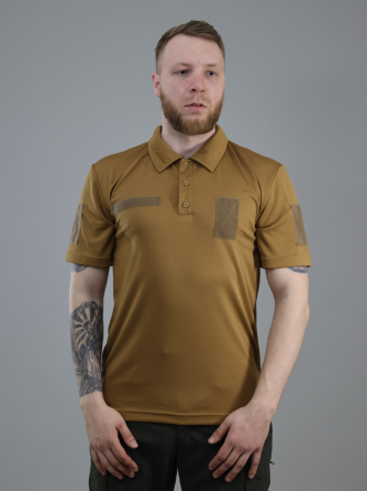 Футболка поло койот мужская тактическая Cool Max с липучками под шевроны для военных Львов