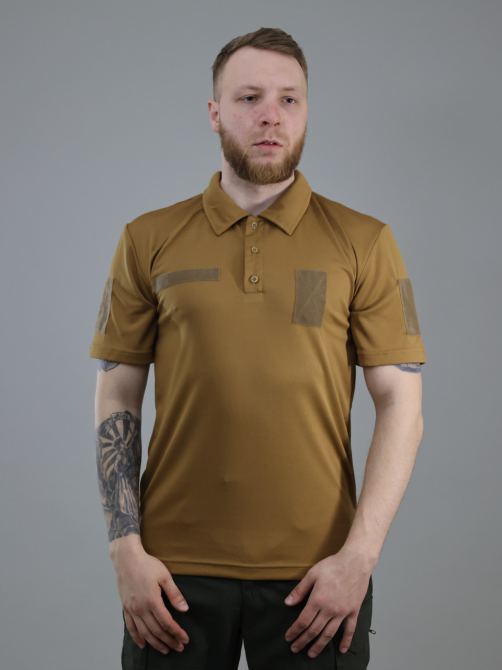 Футболка поло койот чоловіча тактична Cool Max з липучками під шеврони для військових Львів - фото 2