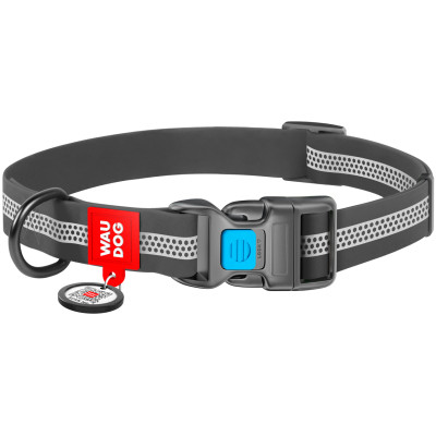 Нашийник для тварин WAUDOG Waterproof пластикова пряжка M Ш 20 мм Д 28-40 см сірий (261511) Вінниця - фото 1