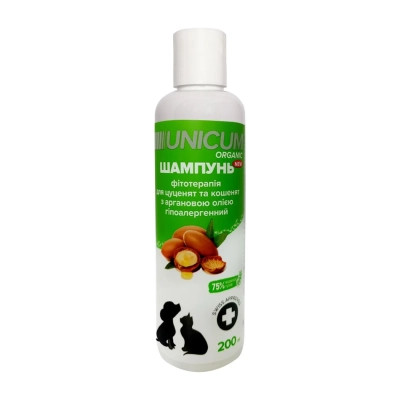 Шампунь для животных Unicum ORGANIC для щенков и котят с аргановым маслом 200 мл (4820150206239) Винница - изображение 1