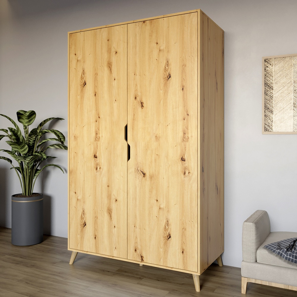 Шафа дводверна з ніжками кольору світлий горіх М-ЗОН Борн 1200 Дуб Артизан (MZN-031056) Львів - фото 1