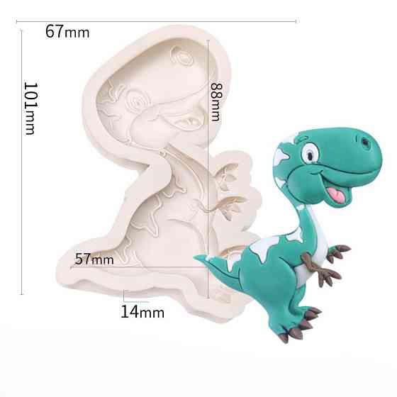 Молд силиконовый Динозавр 101 на 67 мм серый Киев