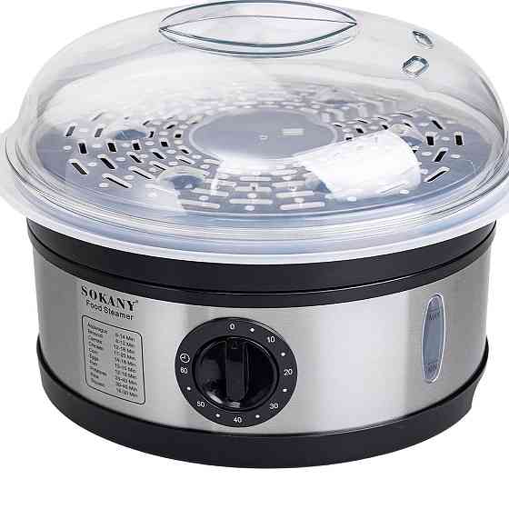 Пароварка электрическая трехуровневая 650 Вт 11 л с таймером и защитой от перегрева Sokany SK-07018 Киев