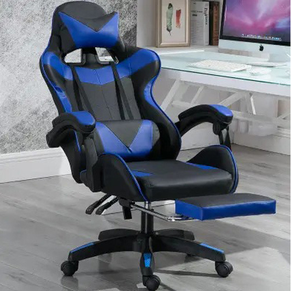 Кресло геймерское компьютерное игровое Bonro B-810 с подставкой для ног офисное для компьютера Синий Киев - изображение 5