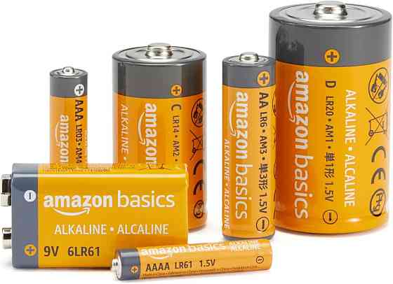 Батарейки Amazon Basics 9V 6LR61 сріблясті алкалінові 4 шт 5 років зберігання для датчиків диму пультів приладів Київ