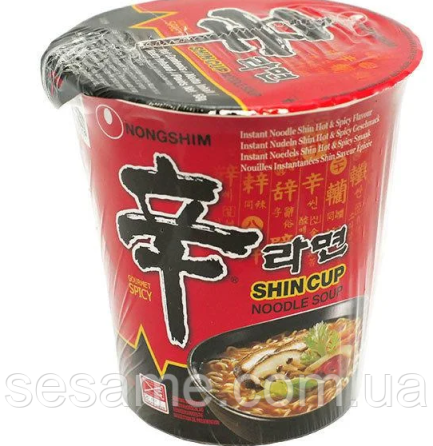 Корейська локшина швидкого приготування в стаканчику з грибами Shin Cup NongShim 68g Харків