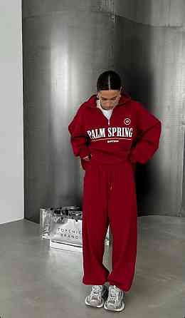 Женский теплый прогулочный костюм двойка в спортивном стиле трехнитка на флисе Красный, 42/44 Одесса