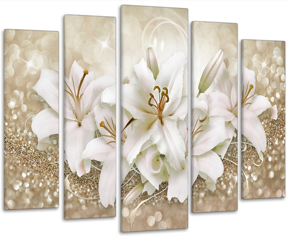 Модульна картина у вітальню/спальню Лілії в золоті    LM013_5 115x170 см Київ - фото 1