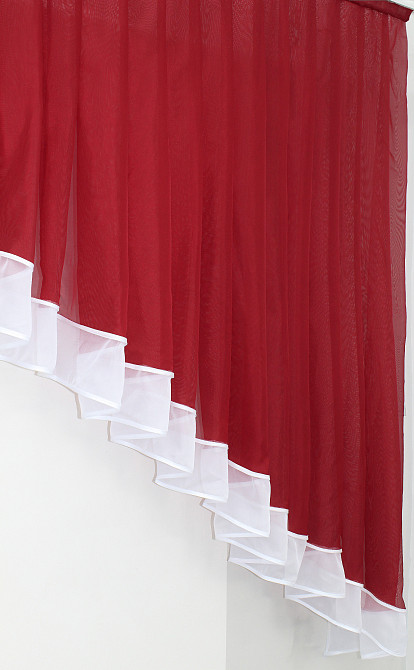 Кухонний комплект VR-Textil № 062к шторка з ламбрекеном червоний з білим 200х170 см (50-453) Київ - фото 6