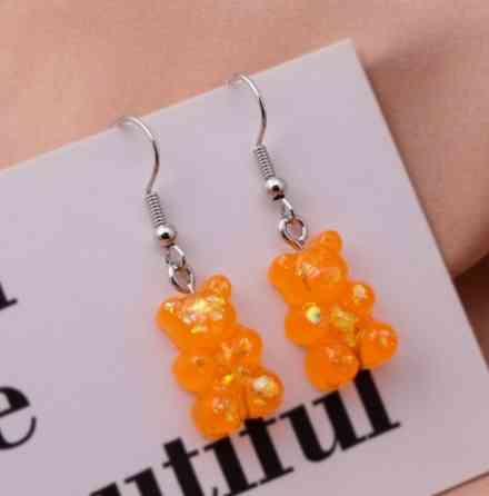 Сережки мишки оранжевые перламутровые, размер 1,6*1см, смола Киев