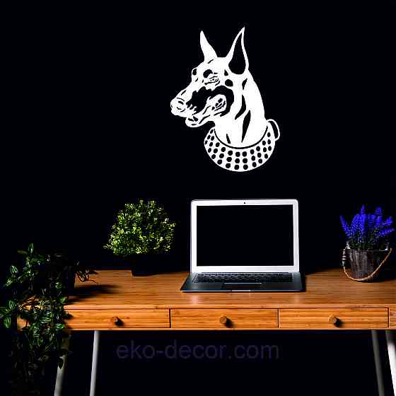 Декоративне настінне Панно «Доберман», Декор на стіну 110*84 см, Білий Київ