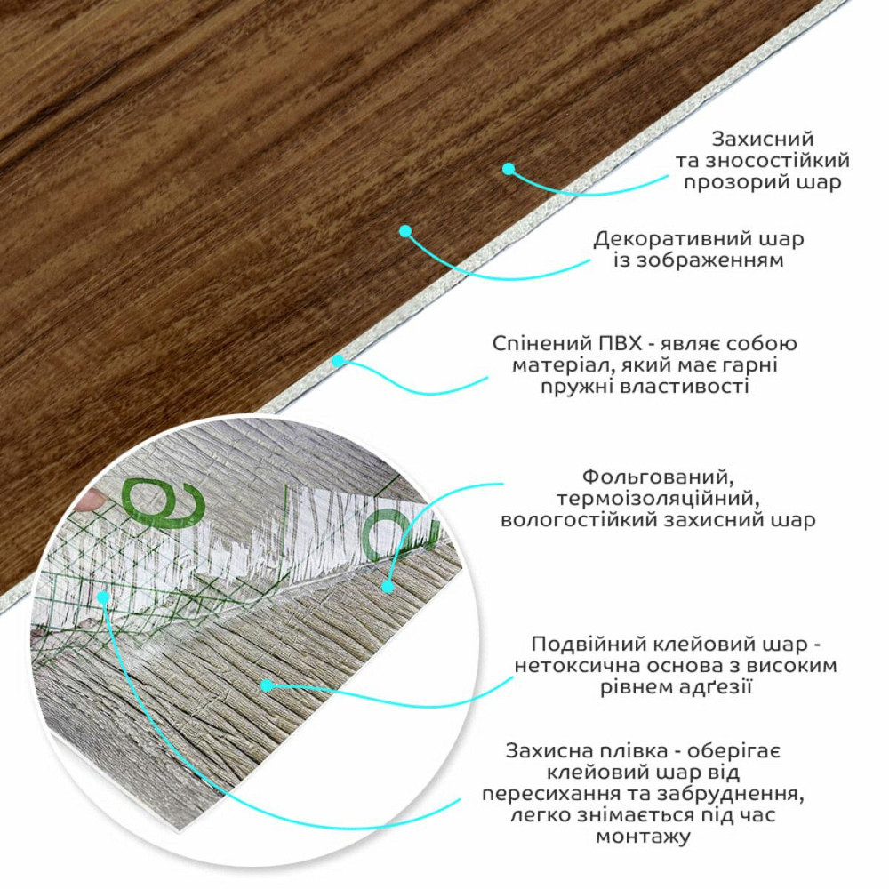 Самоклеюча вінілова плитка в рулоні 600х3000х2мм Каштан Мат SW-00001178 Дніпро - фото 2