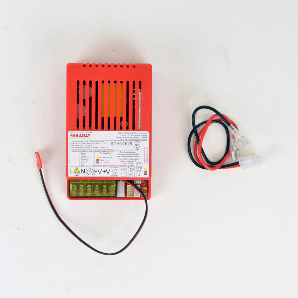 Безперебійний блок живлення Faraday Electronics 55W UPS Smart ASCH PL під акумулятор 9-12А·год в пластиковому корпусі Київ - фото 3