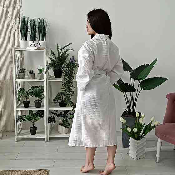 Вафельный женский халат Кимоно YouStar 100% хлопок размер S (44-46) 200 г/м2 (Белый) Сумы