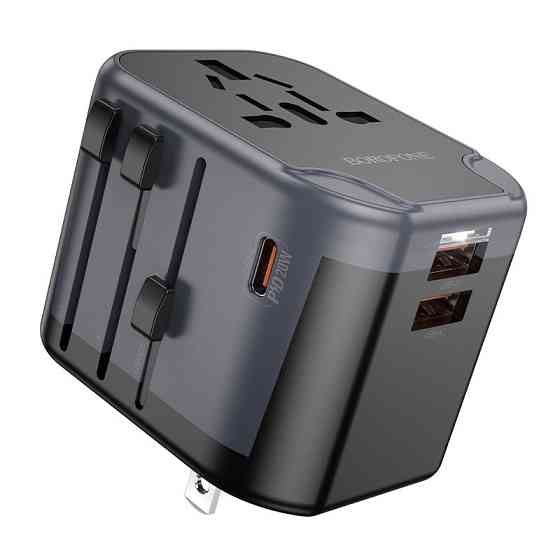 Мережевий зарядний пристрій BOROFONE BAC13 Leader 3-port PD20W(1C2A) universal conversion charger Black Одеса